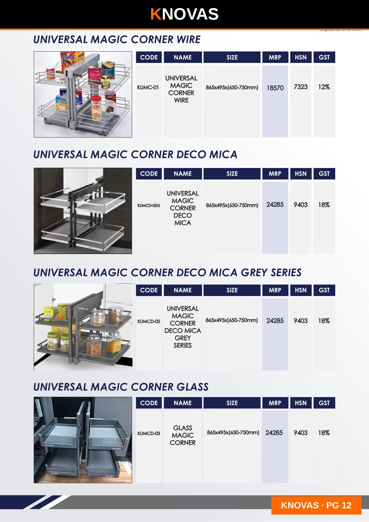 UNIVERSAL MAGIC CORNER SERIES — catalogue page 1
