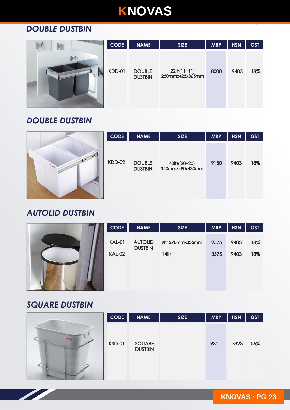 DUSTBIN SERIES — catalogue page 1
